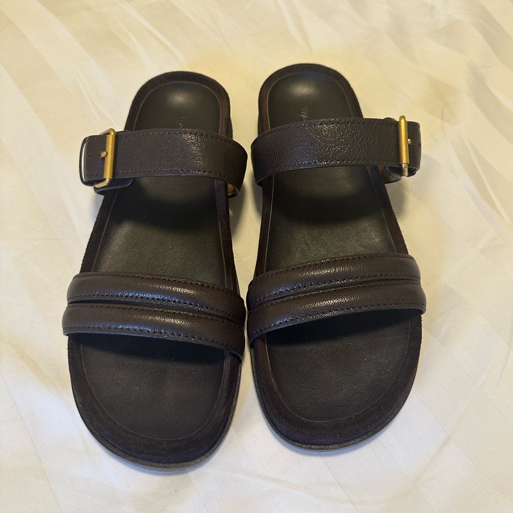 Madewell The Dara Double-Strap Slide Sandal | Dark Carob | Size 7